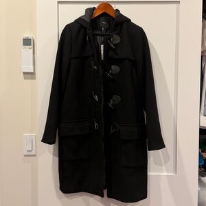 F21 Women Black Hooded Toggle Coat